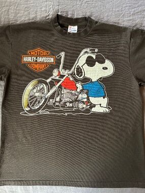 Harley Davidson Snoopy Print Graphic T-Shirt